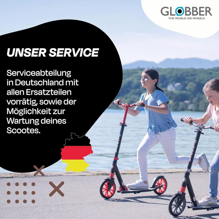 Роликовий самокат GLOBBER NL 205 - для дітей від 8 років, підлітків та дорослих, регульована висота, колеса 205 мм, ABEC 7, чорний