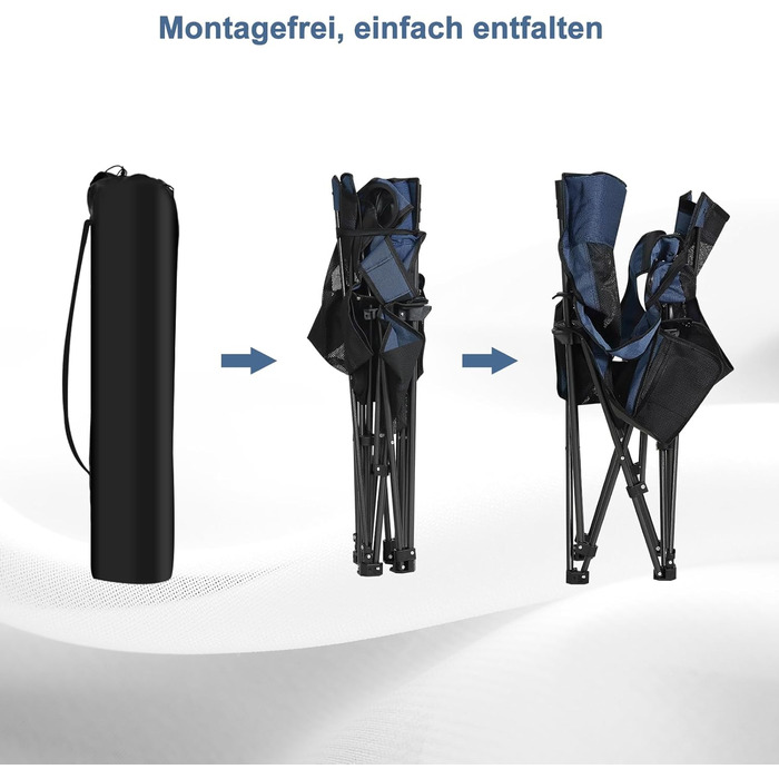 Складний стілець для кемпінгу eSituro, риболовний стілець, стілець для відпочинку з підставкою для ніг та тримачем для напоїв, пляжний стілець з регульованою спинкою (2 шт., блакитний)