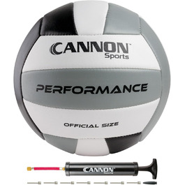 Волейбольні м'ячі Cannon Sports Performance: офіційний розмір, з насосом, для гри в приміщенні та на вулиці, чорний/білий/сірий
