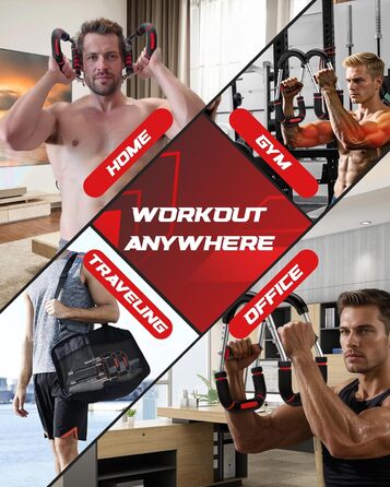 Тренування грудей Twister Armtrainer: 6 рівнів (30-50 кг / 30-150 фунтів), портативний тренажер з регульованою вагою - для дому, офісу та подорожей, червоний