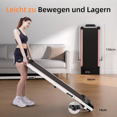 Lacuffy Біговий тренажер для дому, складаний, Walking Pad з нахилом 6%, велика площа для бігу 112 * 42 см, вантажопідйомність 158 кг, для високих людей