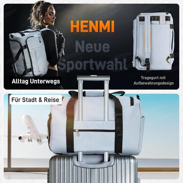 Спортивна сумка HENMI для залу та подорожей, містка сумка для спорту 43Л з відділенням для взуття та вологих речей, складана дорожня сумка (Синя)