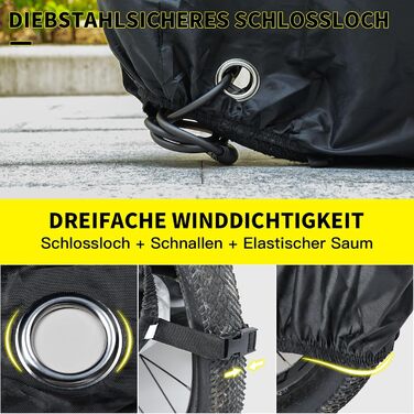 Водонепроникний чехол для велосипеда з отворами для замка – вкл. сумка для зберігання – захист від дощу, снігу та UV для велосипедів та електровелосипедів, чорний, на 2 велосипеди (420D)