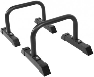 Паралетси для фітнесу GORILLA SPORTS, сталеві, 2 шт, 46x39x30 см, до 200 кг, нековзні, для віджимань, стійки на руках, калістеніки, чорні