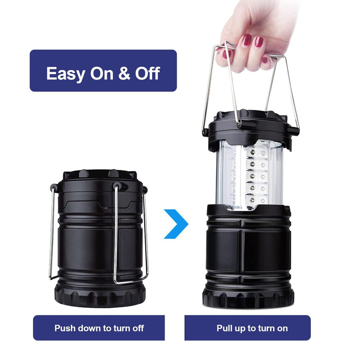 Кемпінгова лампа Diealles, 2 шт. 30 LED, водонепроникна, з гачком, для намету, походів, риболовлі, надзвичайних ситуацій, чорна