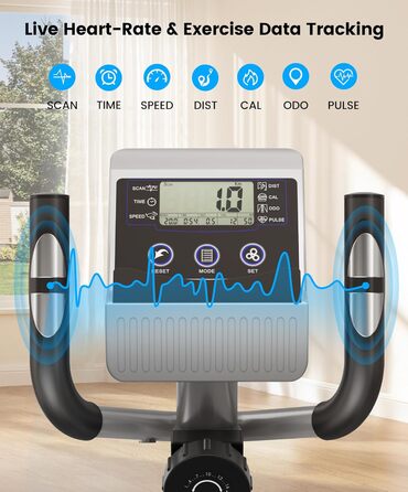 Крос-тренажер THERUN, ультратихий еліптичний тренажер для дому, 6 кг маховик, 16 рівнів опору, датчик пульсу, LCD-монітор, тримач для пляшки, блакитний