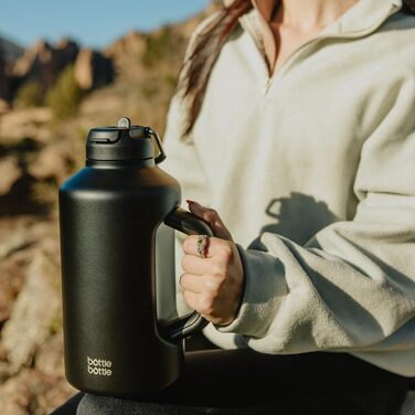 Термобутилка BOTTLE BOTTLE із нержавіючої сталі з подвійною кришкою та трубочкою, спортивна вакуумна пляшка для чоловіків, для тренувань, бейсболу, футболу, сіра, з ручкою