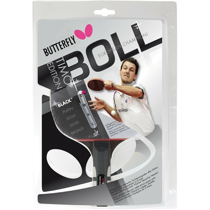 Професійна ракетка для настільного тенісу Butterfly Timo Boll Black 85030, ITTF сертифікована, накладка Wakaba, анатомічна ручка, для досвідчених гравців