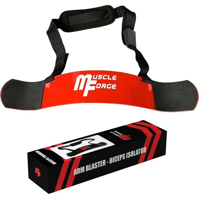 MuscleForge Біцепс-тренажер Arm Blaster, ізолятор для біцепса та м'язів рук, біцепс-бластер для бодібілдингу та силових тренувань, червоний