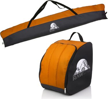 Чохол для лиж Rawstyle Skitasche: комплект 160/180/190 см, водонепроникний, для зимових видів спорту (чорно-помаранчевий)