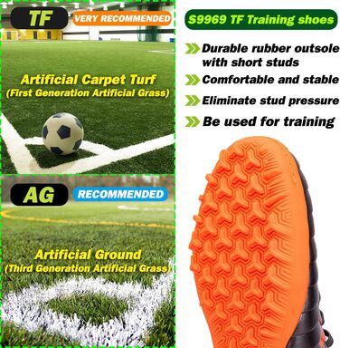 Дитячі футбольні бутси для хлопчиків та дівчаток FG/AG/TF - професійні, для тренувань та гри на траві (37 EU, сірий, помаранчевий)