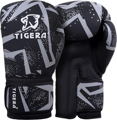 Боксерські рукавички Tigera 10oz/12oz/14oz/16oz для тренувань, спарингу, ММА, Муай Тай, кікбоксингу, чоловічі та жіночі, сірі, 14oz