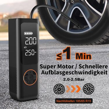 Електрична велосипедна помпа QiCYCLE P1 7800 мАг, 150PSI, 5 режимів, акумуляторна компресорна насос-автопомпа для авто, мото, м'ячів, Powerbank