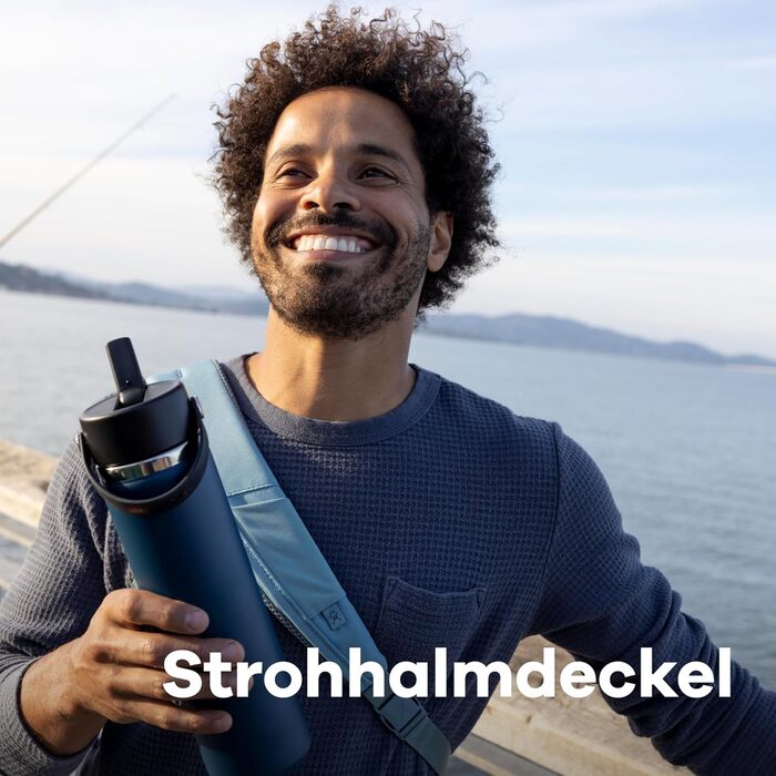 Гідрофляга Hydro Flask 946 мл – вакуумна термос-пляшка з нержавіючої сталі з кришкою з трубочкою, BPA-free, широка горловина, сірий колір