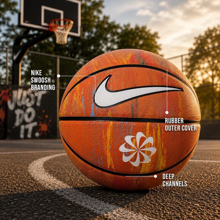 Баскетбольний м'яч Nike Everyday Playground Next Nature для вулиці, вуличний, міцний, 7 розмір, Multi/Black/White (без помпи)