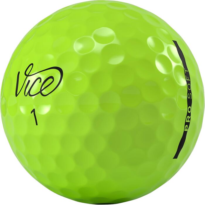 Гольф м'ячі Vice Golf Pro Soft 2020, 12 шт, 3-шаровий уретан, м'яке відчуття, стабільний політ, неон лайм/червоний, для досвідчених гравців