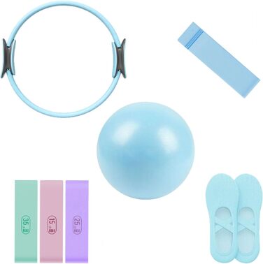 Набір для пілатесу: килимок, стрічки, шкарпетки, ролики, тренажер для дому. Для жінок та початківців. Розвиток гнучкості та сили корпусу