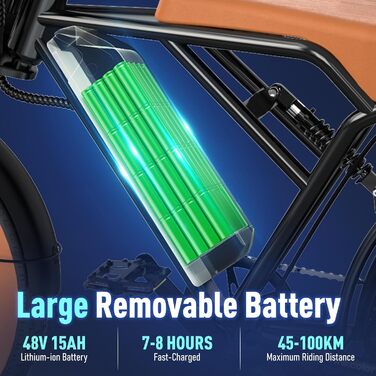 Електровелосипед COLORWAY 20 дюймів, 250W, 48V 15Ah, офроуд, для дорослих, пробіг 45-100 км, чорний/оранжевий