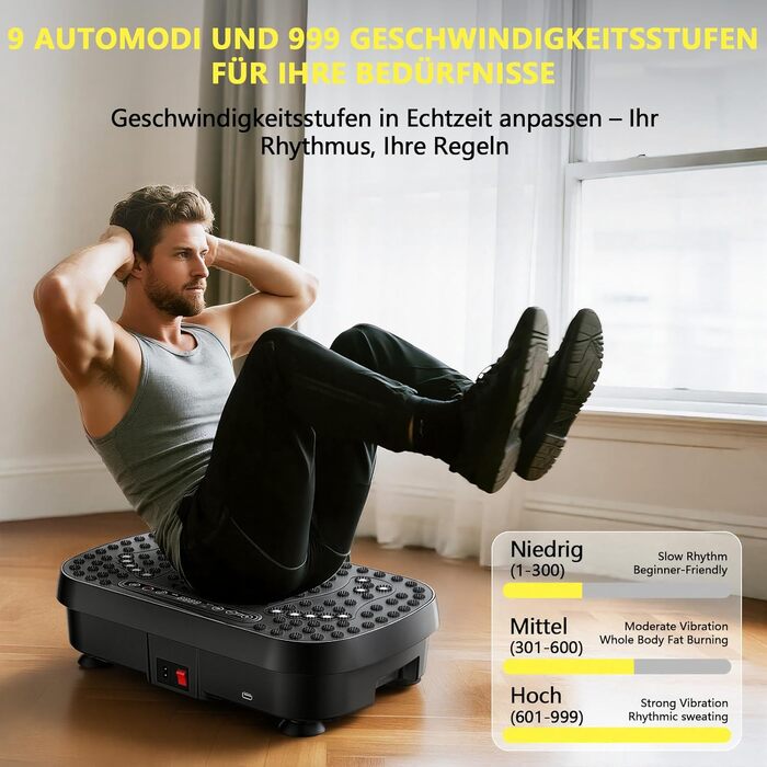 Віброплатформа для лімфодренажу та схуднення з 9 режимами – фітнес-тренажер для дому, 3D оновлена модель