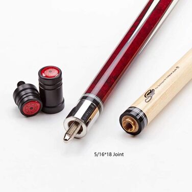 Професійний бильярдний кий Collapsar CH01 з м'яким кейсом, 147 см. Локшина з червоного акорну з кремовими наконечниками, чорне ірландське полотно, червоний грифель.