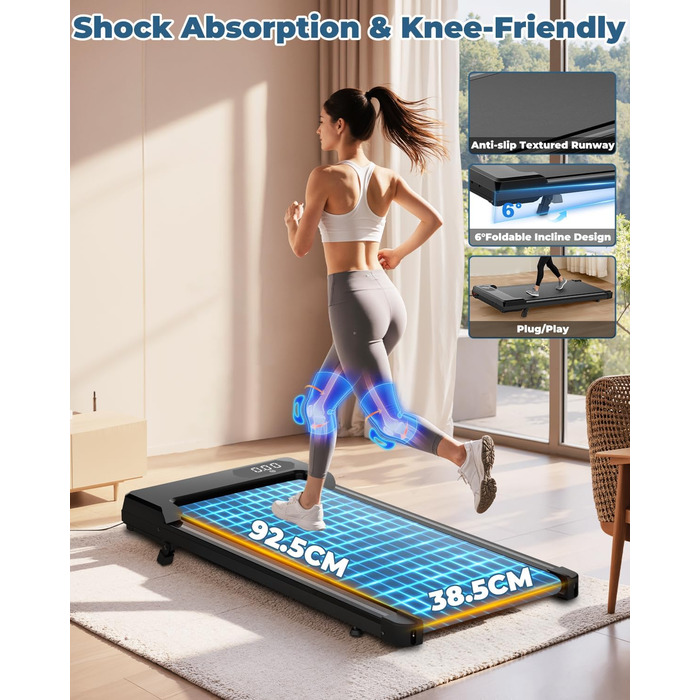 Бігова доріжка Walking Pad для дому: складана, тиха, до 120 кг, 1-8 км/год, кут нахилу 6°, для офісу та фітнесу