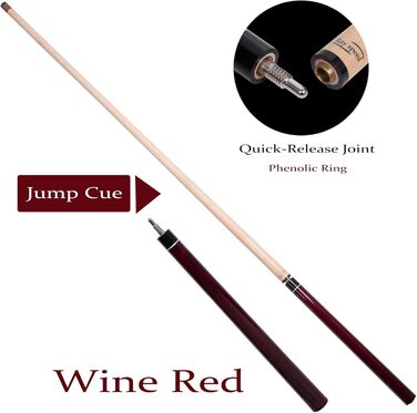 Білльярдний кий Ray Speed Heavy Hitter Jump Break, 3 частини, 14 мм наконечник з фенолу, 567-625 г, 21 oz, винно-червоний