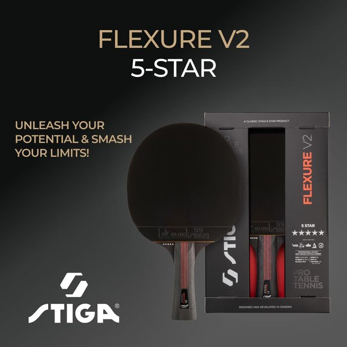 Набір для настільного тенісу STIGA Flexure V2: 5-зіркове дерево, ITTF, STAR5, ергономічна ручка, для атакуючих гравців