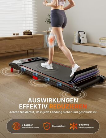 Біговий доріжка з нахилом 5%, компактна під стіл для дому та офісу, портативна бігове обладнання з LED дисплеєм, пульт дистанційного керування, вантажопідйомність 150 кг, 2.5HP, тихий двигун, чорний