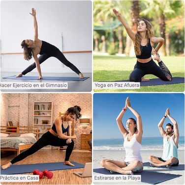 Килимок для йоги з TPE, 183x61 см, 6 мм, неслизький, для йоги, пілатесу, фітнесу, реабілітації, синій