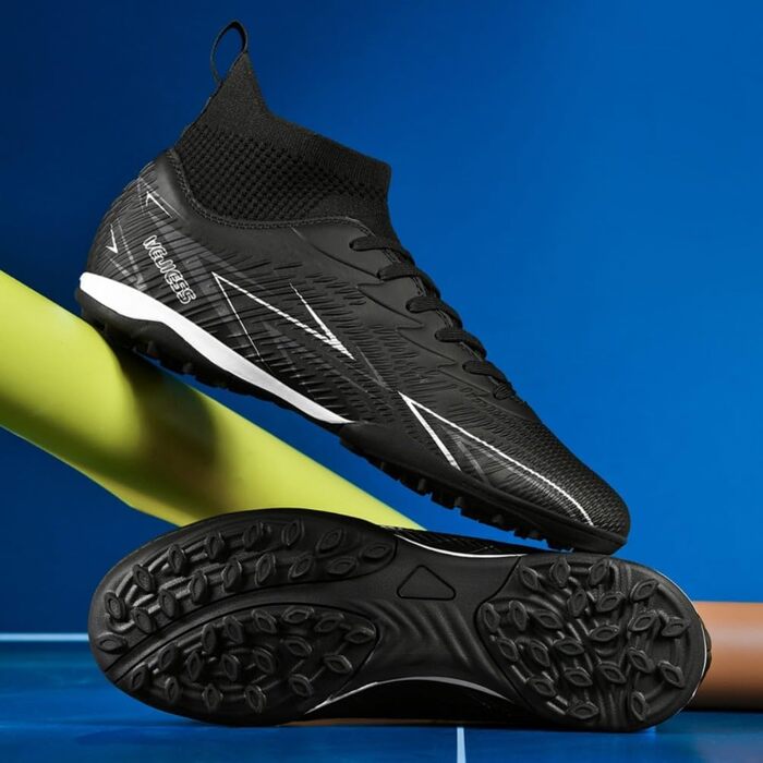 Черевики для футболу чоловічі та дитячі, високі, з шипами TF, чорні, розмір 44 EU