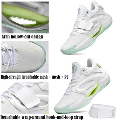 Чоловічі баскетбольні кросівки для хлопців, баскетбольні тренувальні кросівки, зручні кросівки для тенісу та бігу, чорно-білі, 869 (36 EU, білий 869)