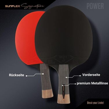 Sunflex ITTF сертифікована професійна ракетка для настільного тенісу Signature Line з високоякісної деревини, турнірне покриття, для досвідчених гравців, у магнітній коробці
