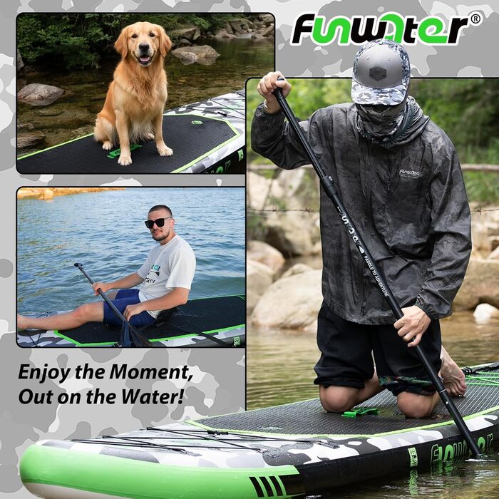 Надувний SUP Борд FunWater 10' Tarnserie: Комплект для веслування, з насосом, веслом та аксесуарами. Підходить для початківців та сімей