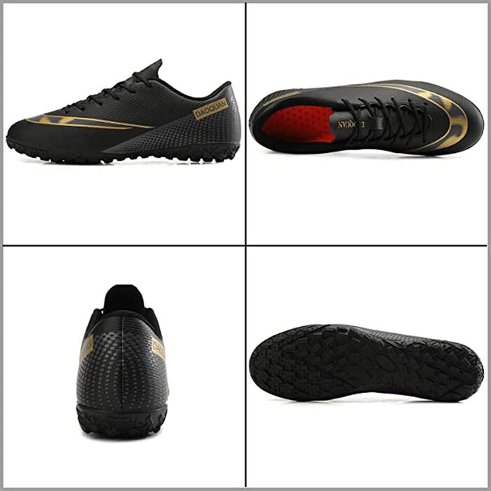 Дитячі футбольні бутси для хлопчиків та дівчаток. Внутрішні/зовнішні, для гри на траві. З антиковзаючою підошвою та амортизацією. Розмір 42 EU, чорний колір