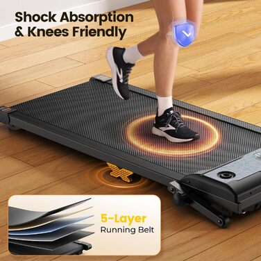 Walking Pad: Тиха бігова доріжка 3-в-1 з регулюванням нахилу до 12%, швидкість до 6 км/год, вантажопідйомність 120 кг, LED-дисплей та пульт керування. Ідеально для дому та офісу (Чорний)