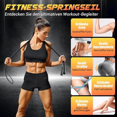 Регульоване скакалка Springseil для фітнесу: PVC, 3м, з тренувальним постером та ABS-ручкою (чорний)