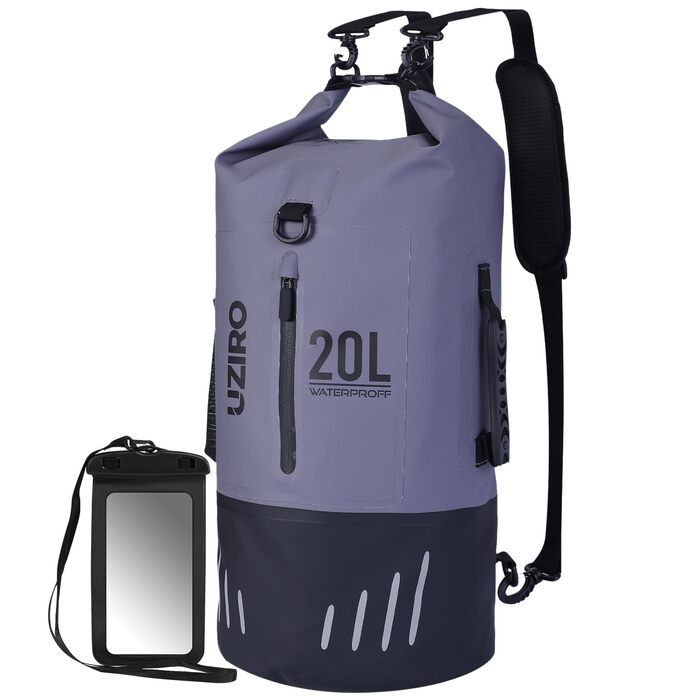 Водонепроникний рюкзак UZIRO 20L, Dry Bag, сірий колір