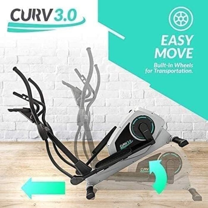 Еліптичний тренажер Bluefin Fitness CURV 3.0 | Кардіотренування вдома | LCD дисплей, Bluetooth, додаток | Чорний та сірий сріблястий