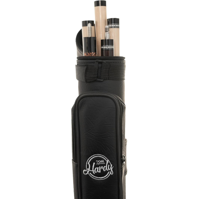 Чохол для більярду Hardy Billardköcher, чорний, 85 см, для 2 київ + аксесуари, міцне шкірозамінник, з сумкою для аксесуарів та ремінком