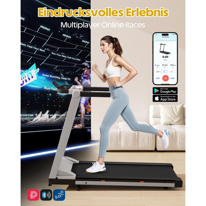 Lacuffy Біговий доріжка для дому, складаний, Walking Pad з нахилом 6%, велика площа бігового полотна 112 * 42 см, вантажопідйомність 158 кг, для високих людей, срібно-чорний колір