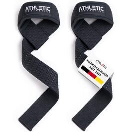 Ляшки для важкої атлетики Athletic Aesthetics - Професійні ремені для підйому ваги 60 см, для фітнесу, пауерліфтингу, тяги - пара, чорний (силікон)
