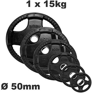 Олімпійський гумовий диск Body Solid 15 кг з 4 ручками ORTK