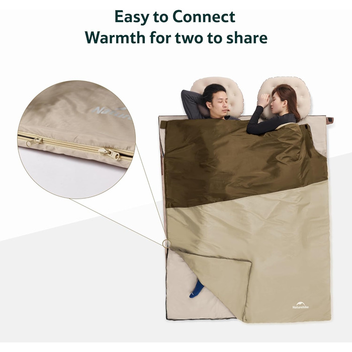 Спальний мішок Naturehike Ultraleicht: ультралегкий, 680/760г, для 3 сезонів, 190x75/205x85 см, для походів, рюкзаків, кемпінгу, 15°C, темно-коричневий/світло-коричневий-XL