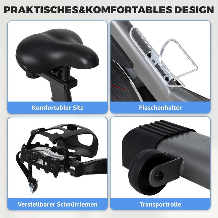 Велотренажер Heimtrainer S100 з регульованим опором, LED-дисплеєм, датчиком пульсу та тримачем для смартфона/планшета