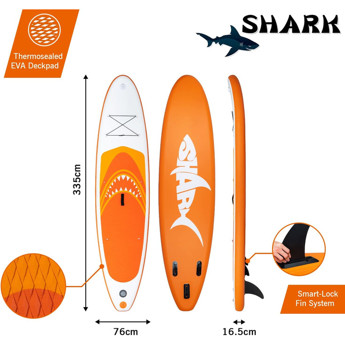 Надувна SUP-дошка YU YUSING 320/335x76x16.5 см з веслом, насосом, рюкзаком, страхувальним шнуром і водонепроникною сумкою, для стоячого веслування, до 150 кг