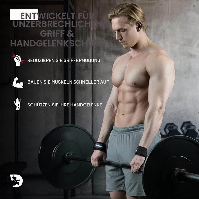 Лямки для підйому ваги DMoose Fitness з неопреновими вставками 4мм, бавовняні ремені для силових тренувань та пауерліфтингу з силіконовим захватом, чорні