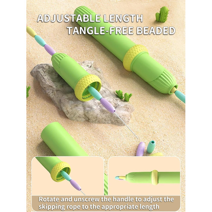 Дитяча скакалка з намистинами, м'яка, регульована, для фітнесу, тренувань та виховання, рожева та зелена