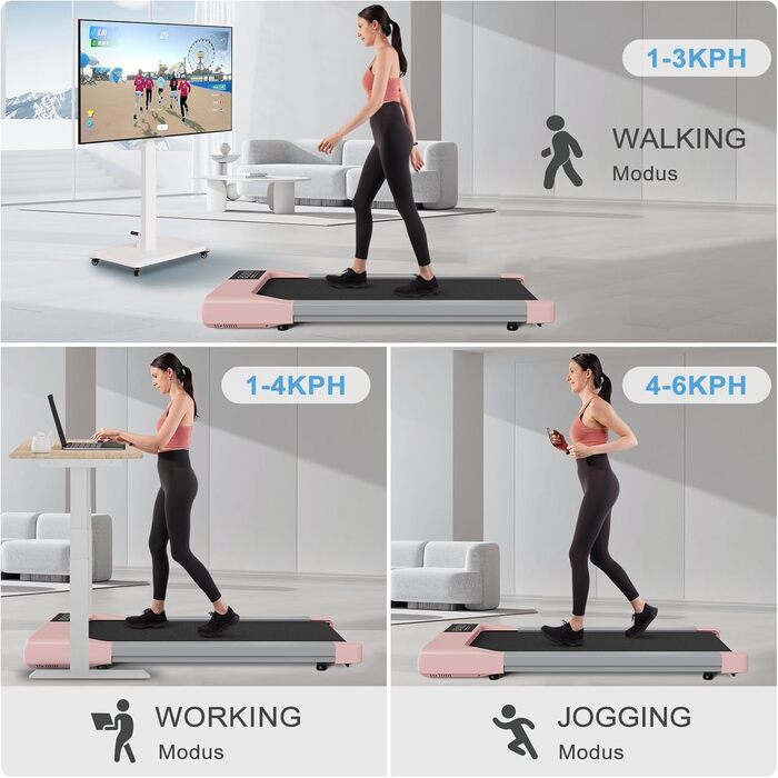 DeerRun Walking Pad - біговий килимок для дому з інтегрованим столом та програмами тренувань. Макс. вага користувача 136/159 кг, керування через додаток