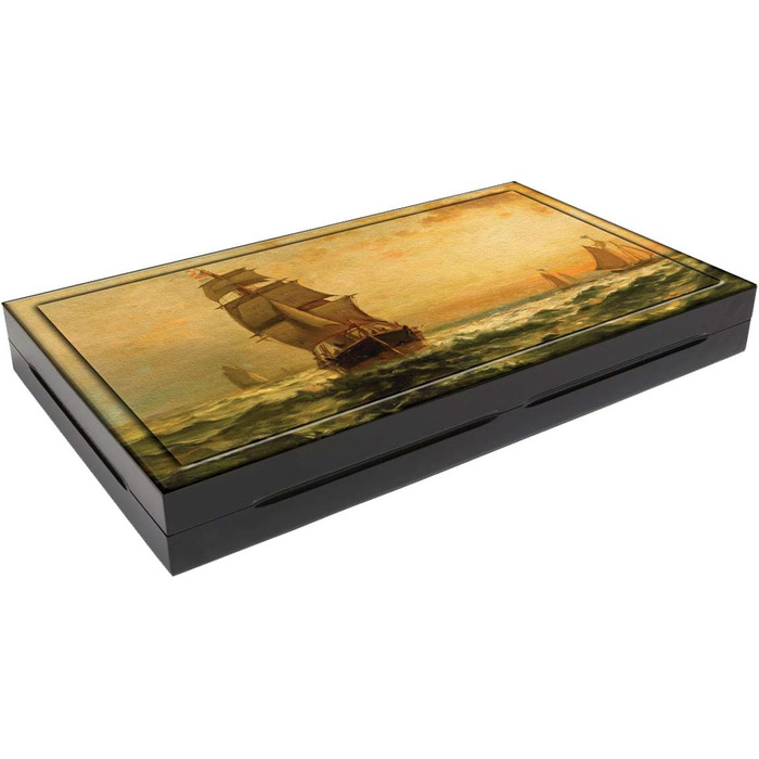 Дерев'яна настільна гра нарди PrimoLiving Deluxe XXL 57x48,8 см, складаний кейс, стиль Sailor