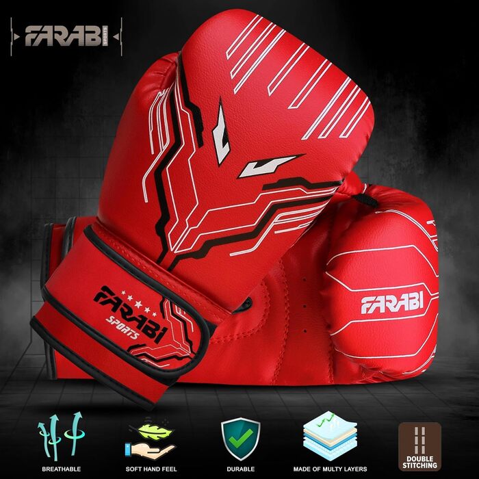 Дитячі боксерські рукавички Farabi Sports 6 oz для хлопчиків і дівчат, для MMA, муай-тай, боксу та тренувань, вік 5-10 років